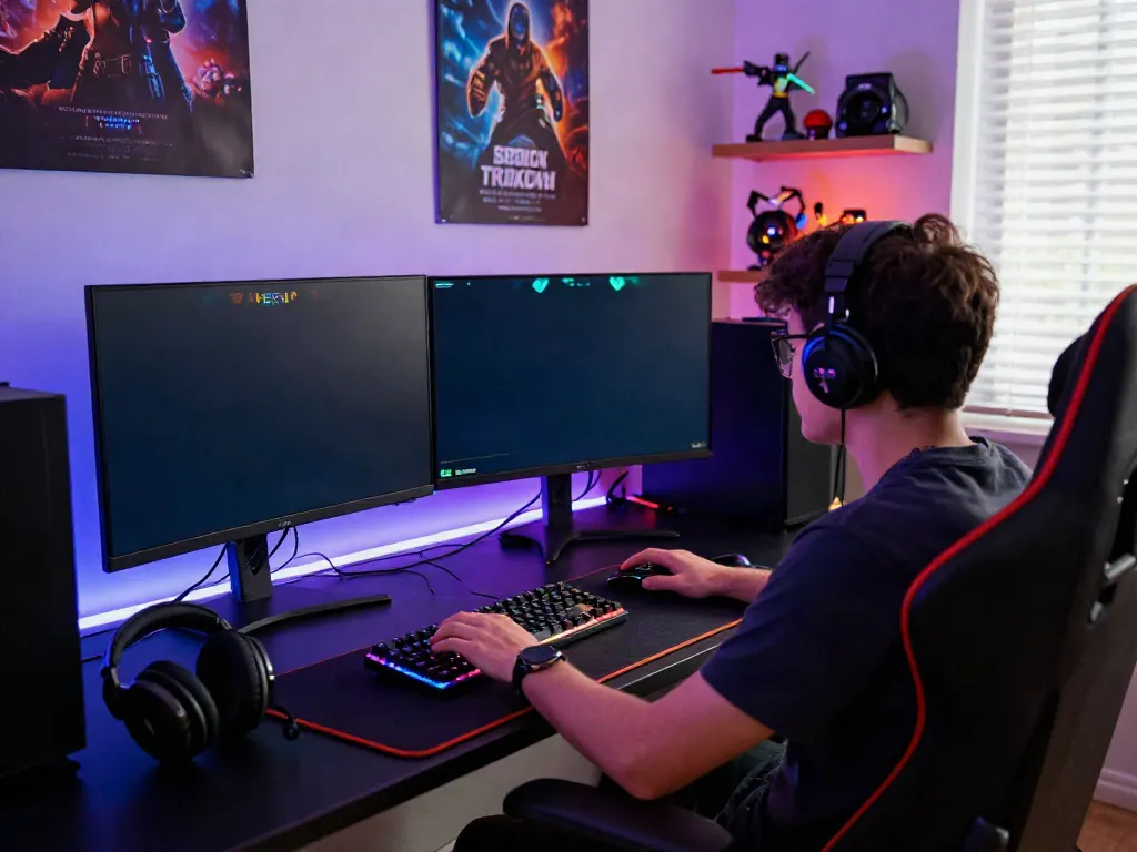 Engaging gaming setup with slot88 resmi display on a monitor
