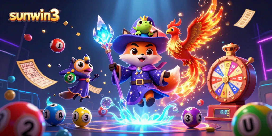 Experience the excitement of sunwin3 with vibrant lottery elements and dynamic characters.