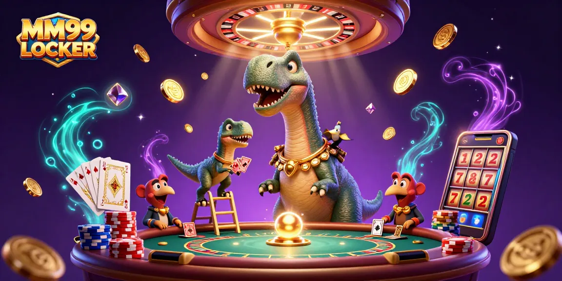 Experience the excitement of MM99 LOCKER with dynamic casino action featuring a brontosaurus and raptor dealers!